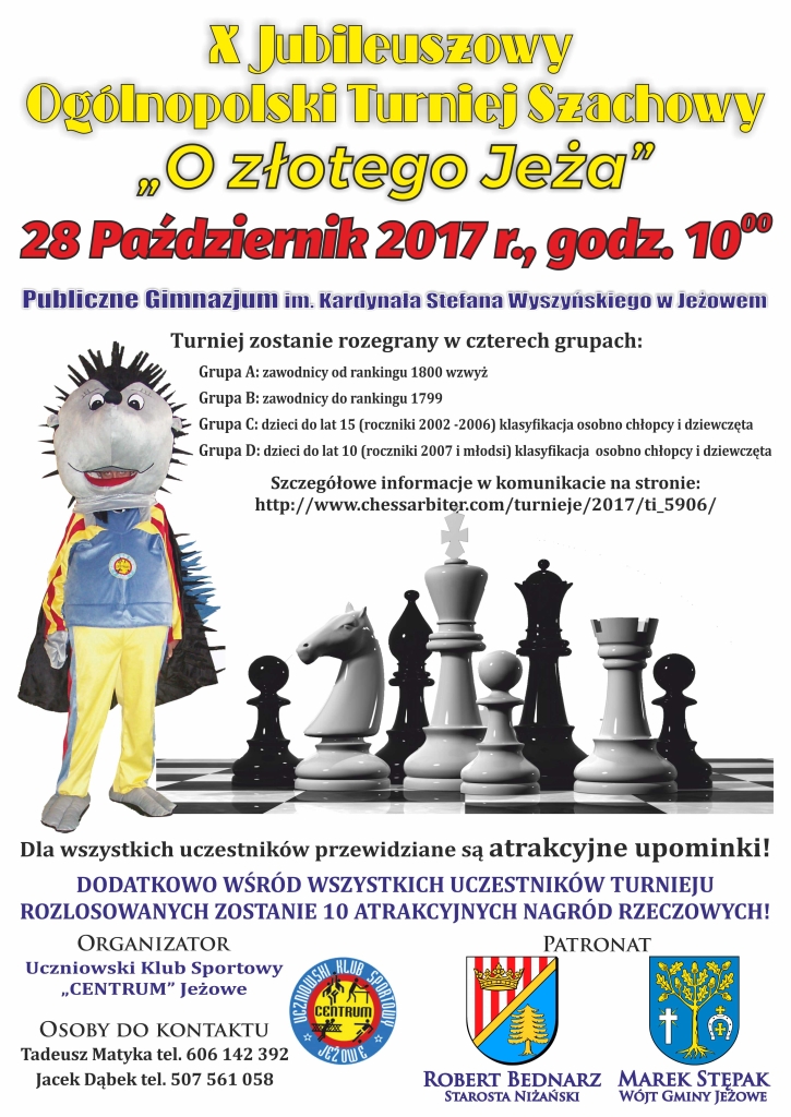 X Jubileuszowy Ogólnopolski Turniej Szachowy - zaproszenie