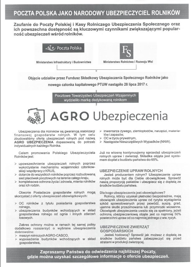 Startują powszechne ubezpieczenia dla Rolników