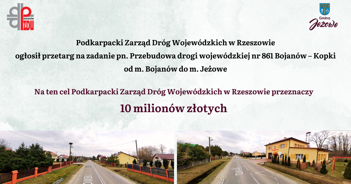 Podkarpacki Zarząd Dróg Wojewódzkich w Rzeszowie ogłosił przetarg na zadanie pn. Przebudowa drogi wojewódzkiej nr 861 Bojanów – Kopki 