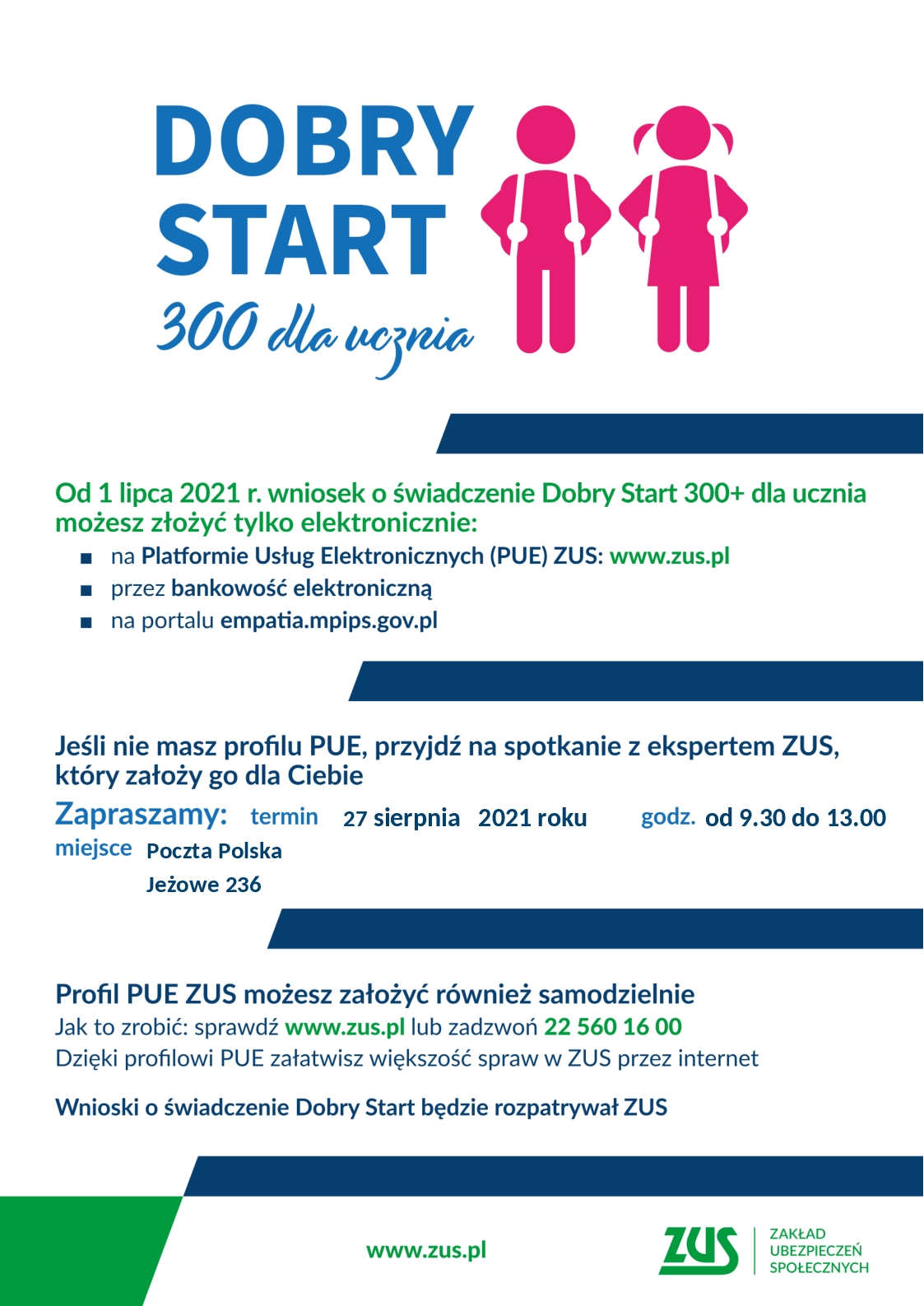 Plakat 300 plus Dobry Start spotkanie PUE