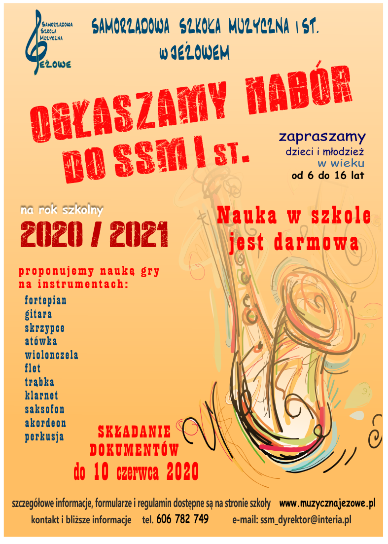 Nabór w Samorządowej Szkole Muzycznej I stopnia w Jeżowem