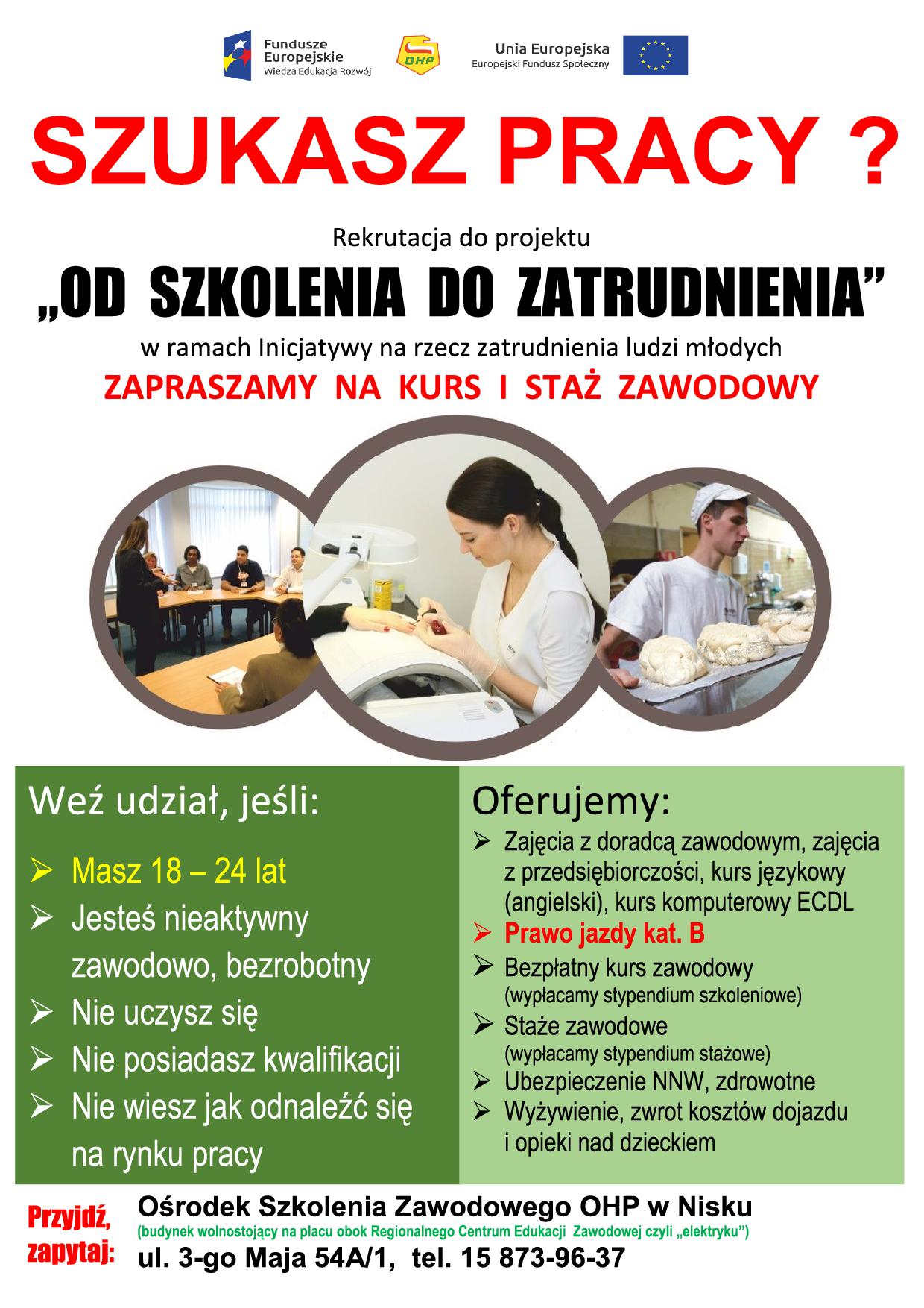 Rekrutacja młodych ludzi do projektu „Od szkolenia do zatrudnienia-YEI”.