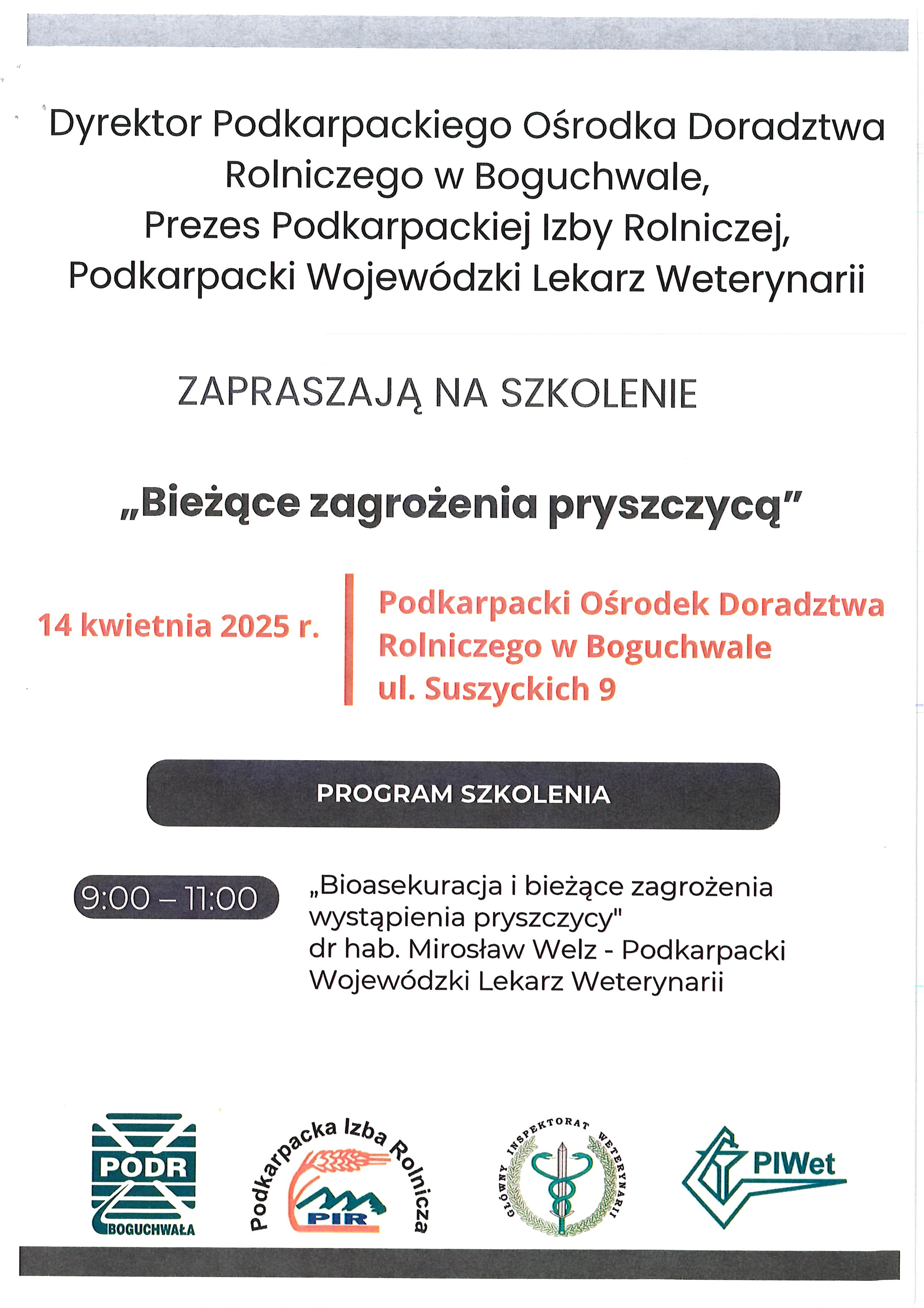Szkolenie "Bieżące zagrożenia pryszczycą"