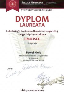 II Miejsce Dyplomy Pawel Kielb 209X300
