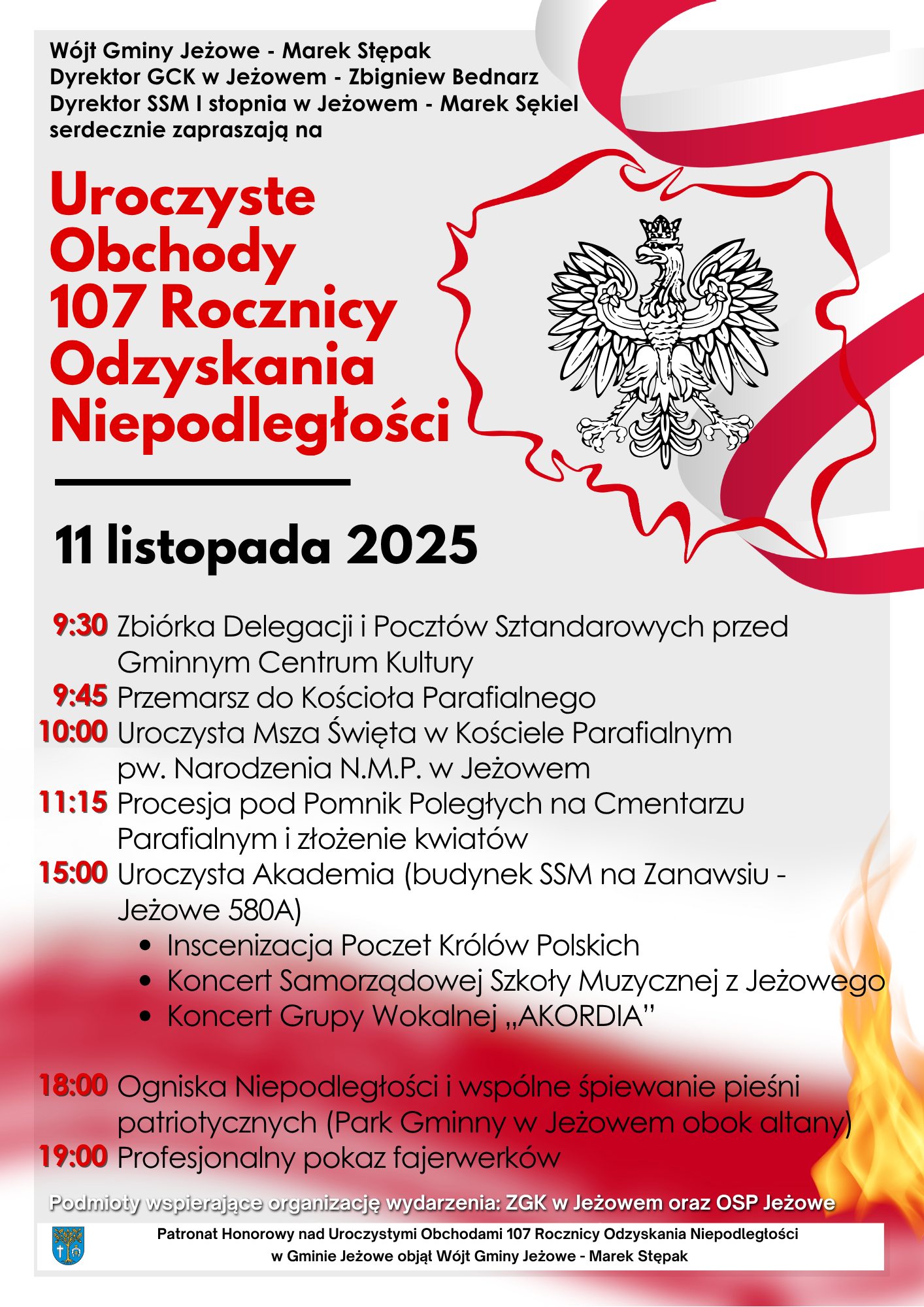 UROCZYSTE OBCHODY 107. ROCZNICY ODZYSKANIA NIEPODLEGŁOŚCI W GMINIE JEŻOWE 