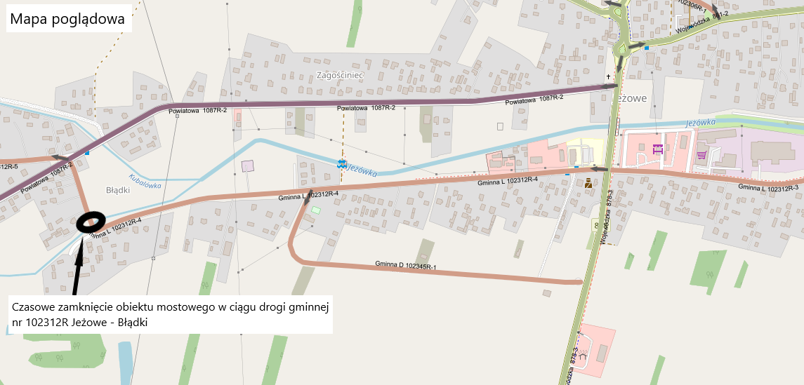 Czasowe zamknięcie obiektu mostowego w ciągu drogi gminnej nr 102312R Jeżowe - Błądki!