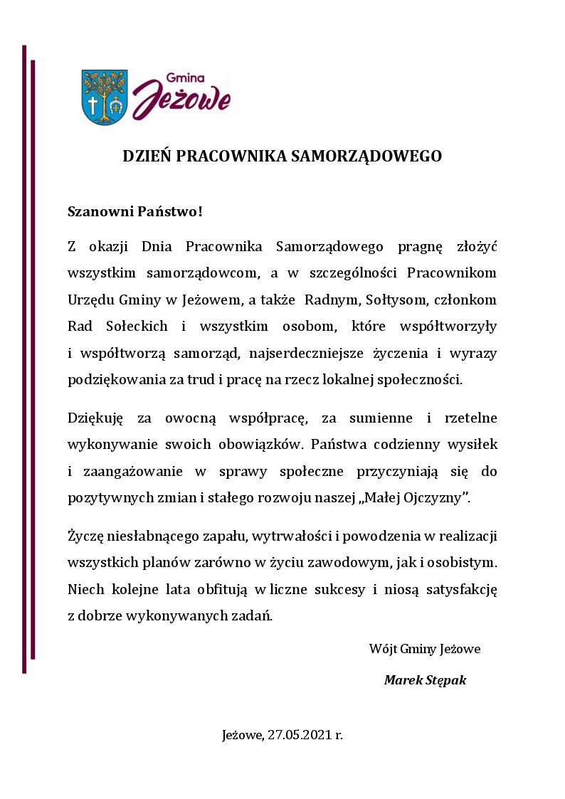 Z okazji Dnia Pracownika Samorządowego
