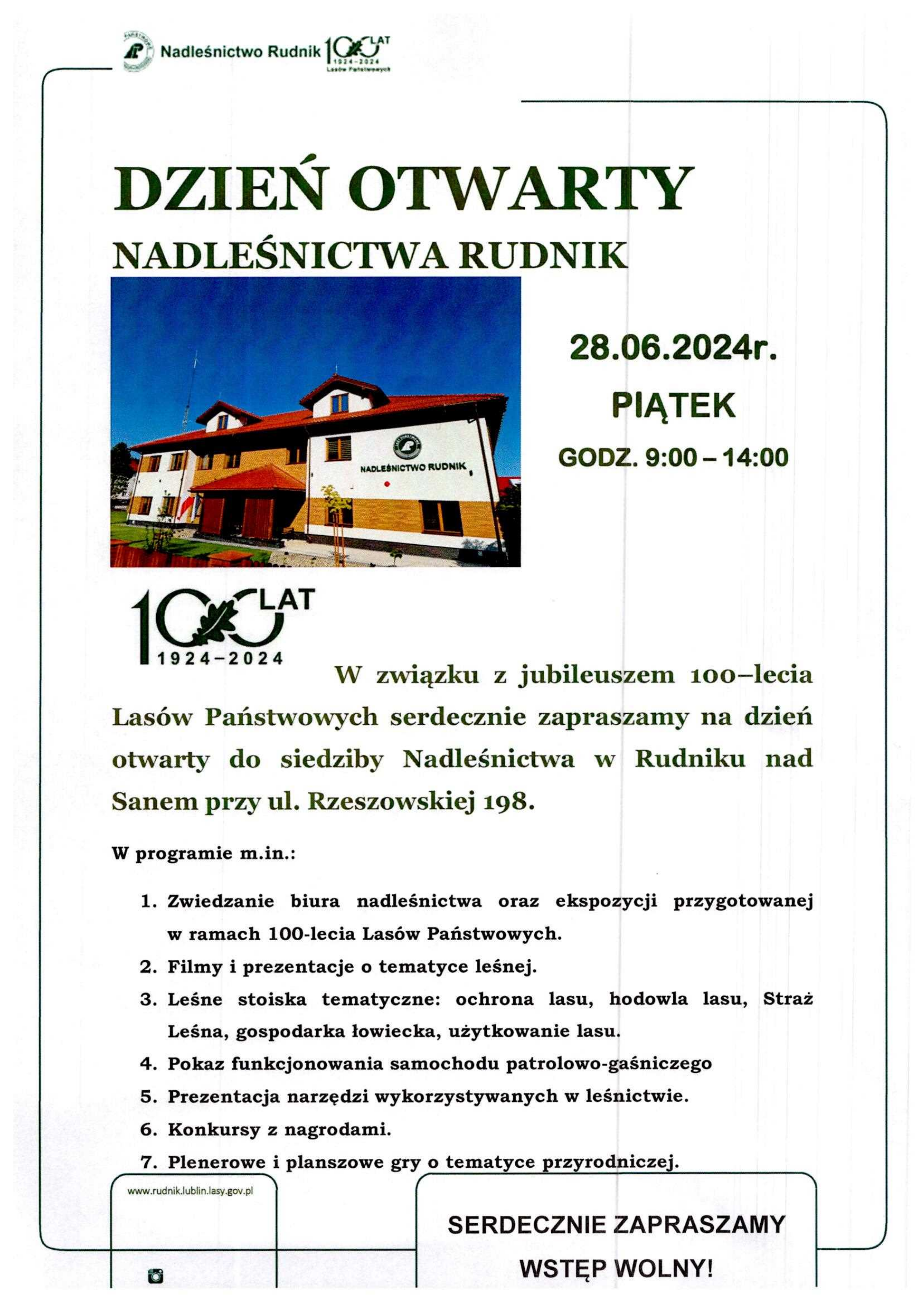 Zaproszenie na Dzień Otwarty Nadleśnictwa Rudnik