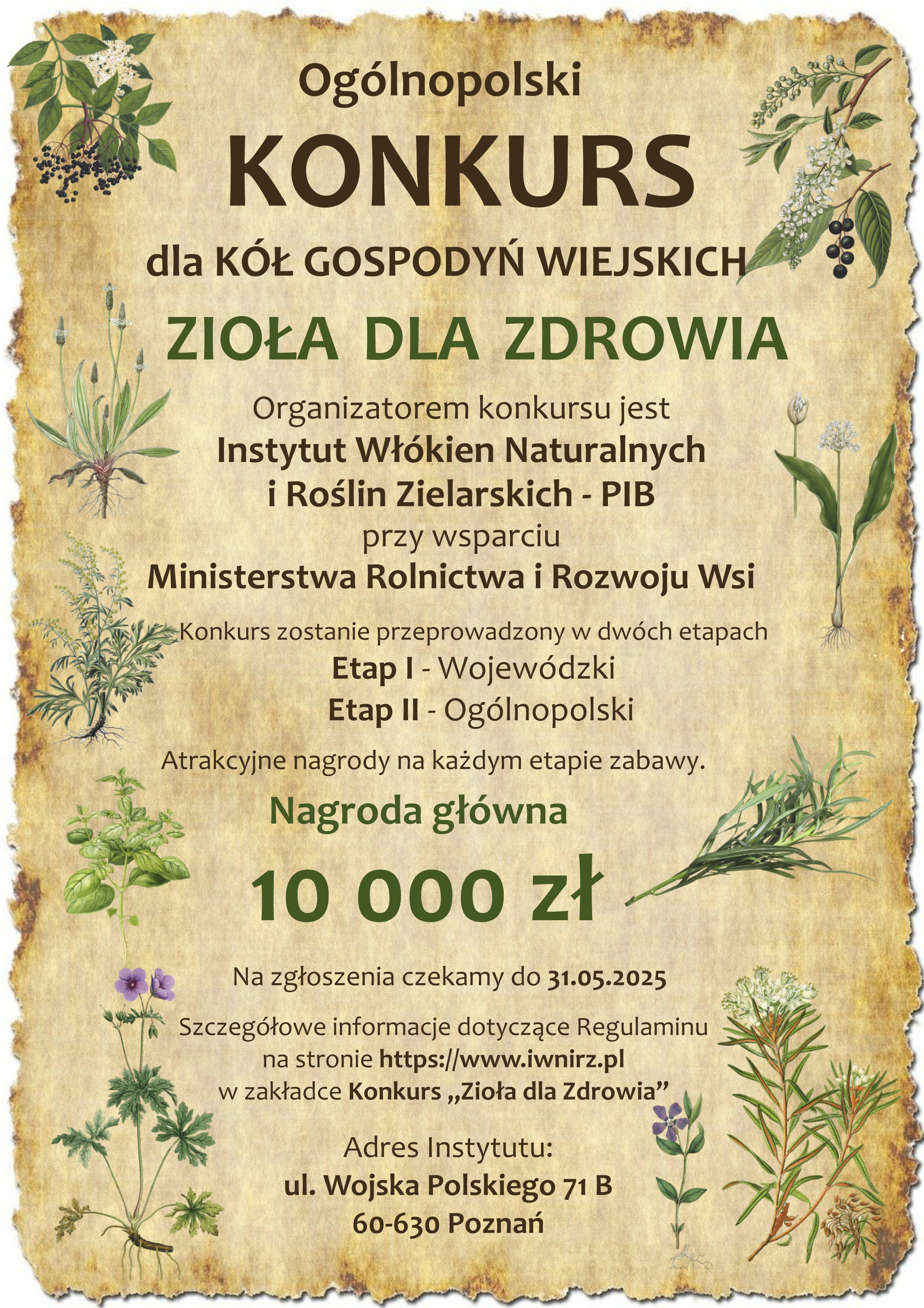 Informacja o konkursie dla kół gospodyń wiejskich „Zioła dla zdrowia 2025”