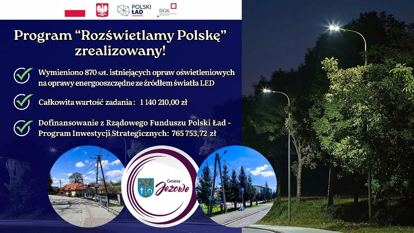Zakończono modernizację oświetlenia ulicznego na terenie Gminy Jeżowe