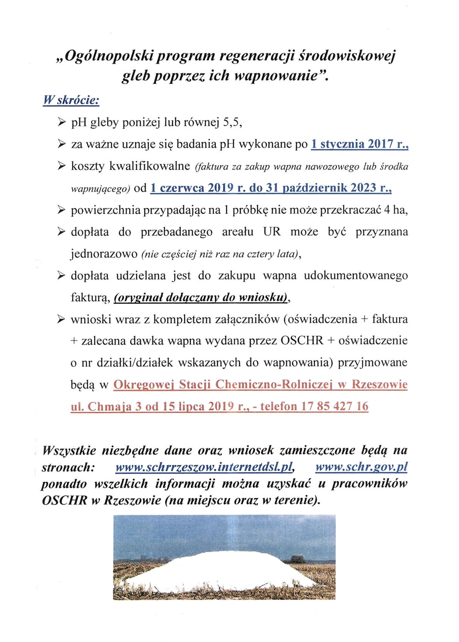 Ogólnopolski program regeneracji środowiskowej gleb poprzez ich wapnowanie 