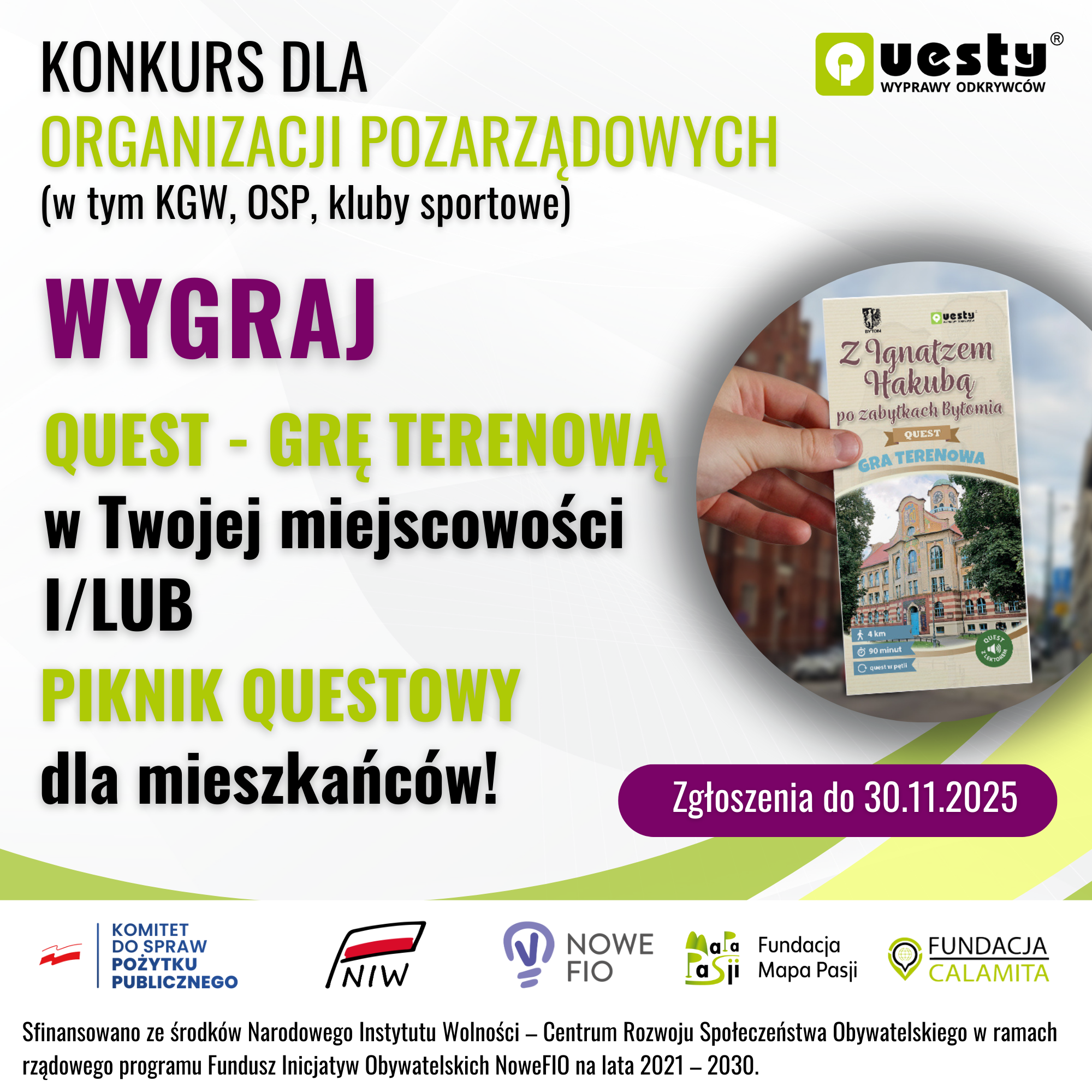 Konkurs dla organizacji pozarządowych organizowany przez Fundację Mapa Pasji i Fundację Calamita
